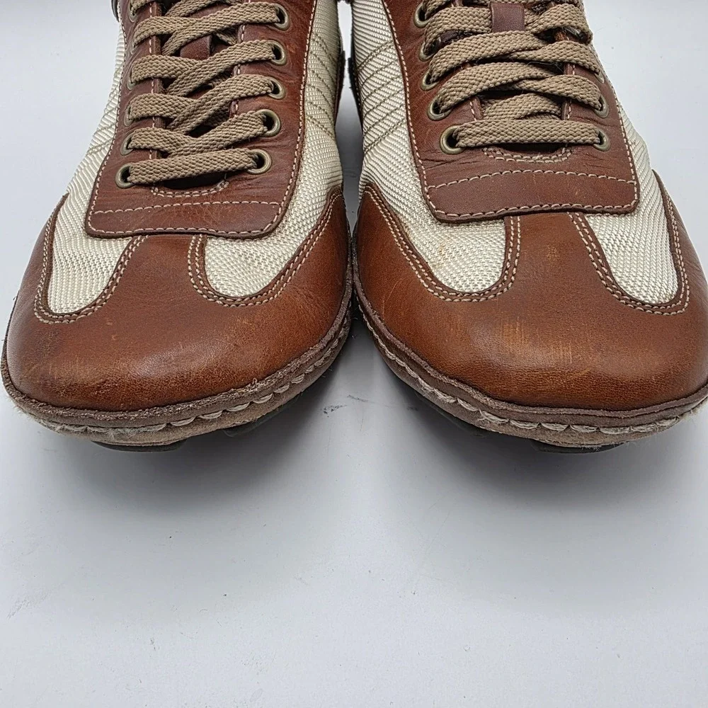 Cole Haan Mens 10 Brown Leather Canvas Driving Shoes Oxfords Preppy Tennis Yacht